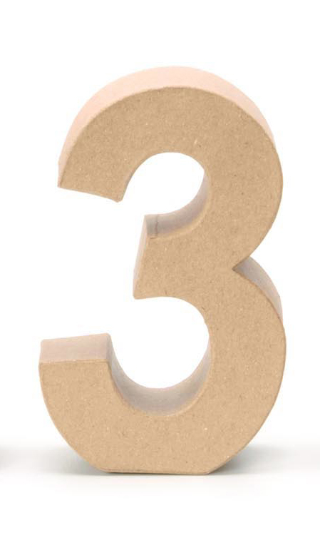 Papp-Zahl 3 17,5x5,5cm